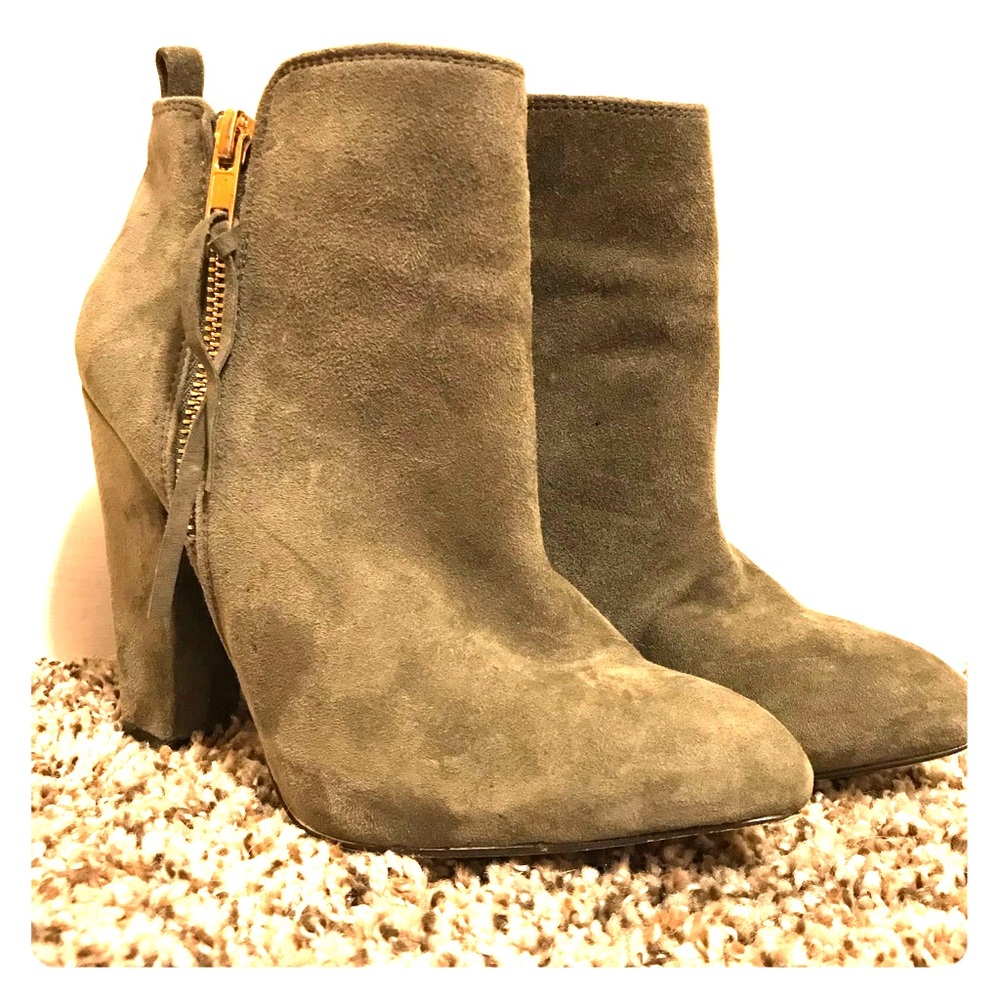 simple grey suede booties